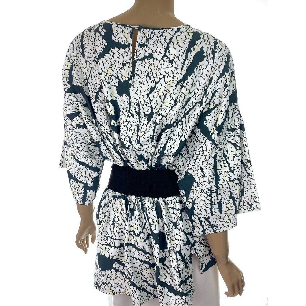 Cedric Charlier Top Blouse Black & White Pattern Black Sash EUR 42 US 8 MSRP$990 - Picture 4 of 7